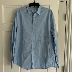 Men’s blue button-down dress shirt